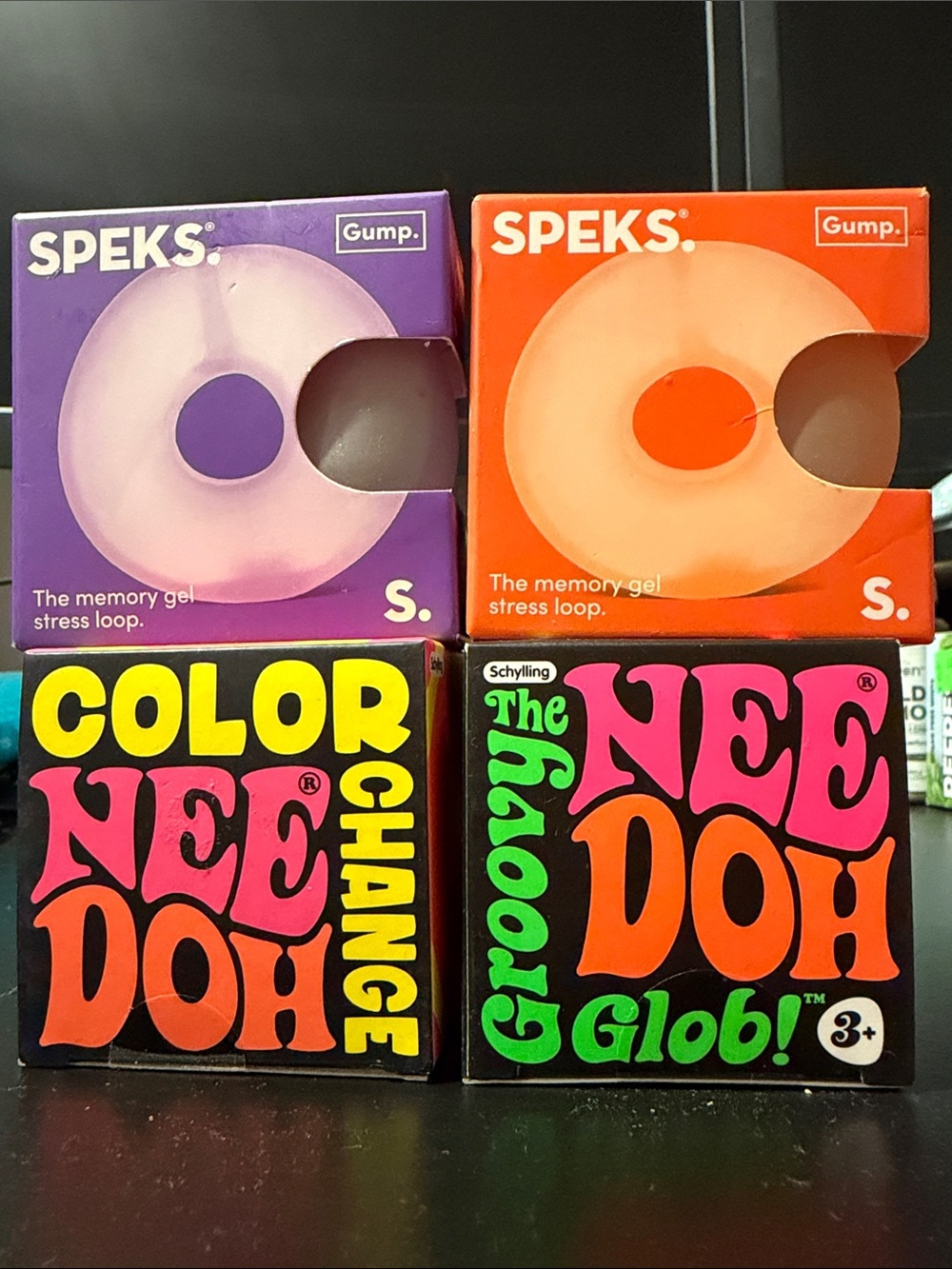 Color Change Needoh(yellow 2 orange), GroovyGlob (Orange), Purple & Orange SPEKS